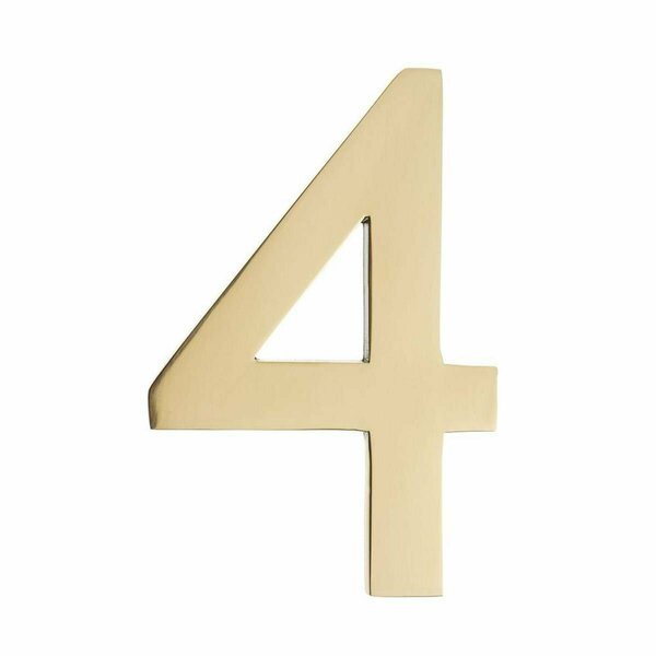Perfectpatio House Number 4 Polished Brass - 5 in. PE3318247